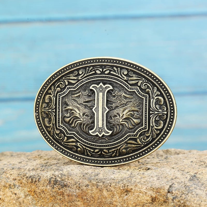 Fibbadet Store Belt Buckles Men Initial Letters A-Z Western Rodeo Cowboy Cowgirl Belt Buckle for Men Boys Halloween Birthday Party - Image 3